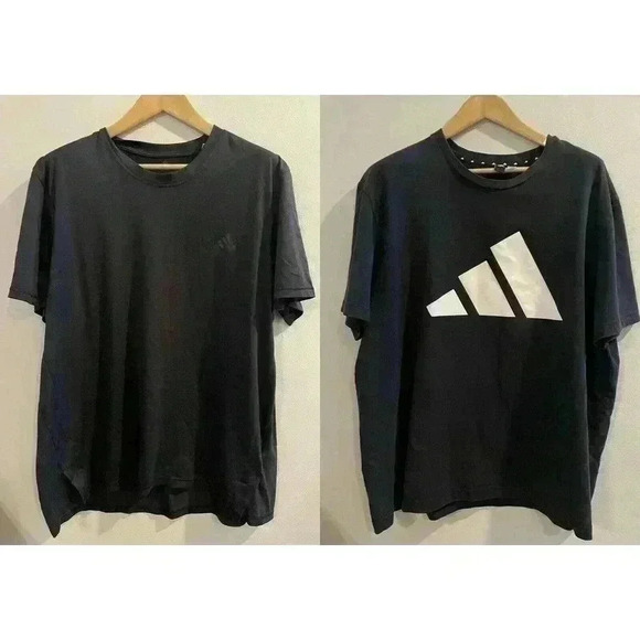 Adidas Men's Shirts 2XL XXL Black Short Sleeve t-shirt Logo Lot Bundle - Picture 1 of 6